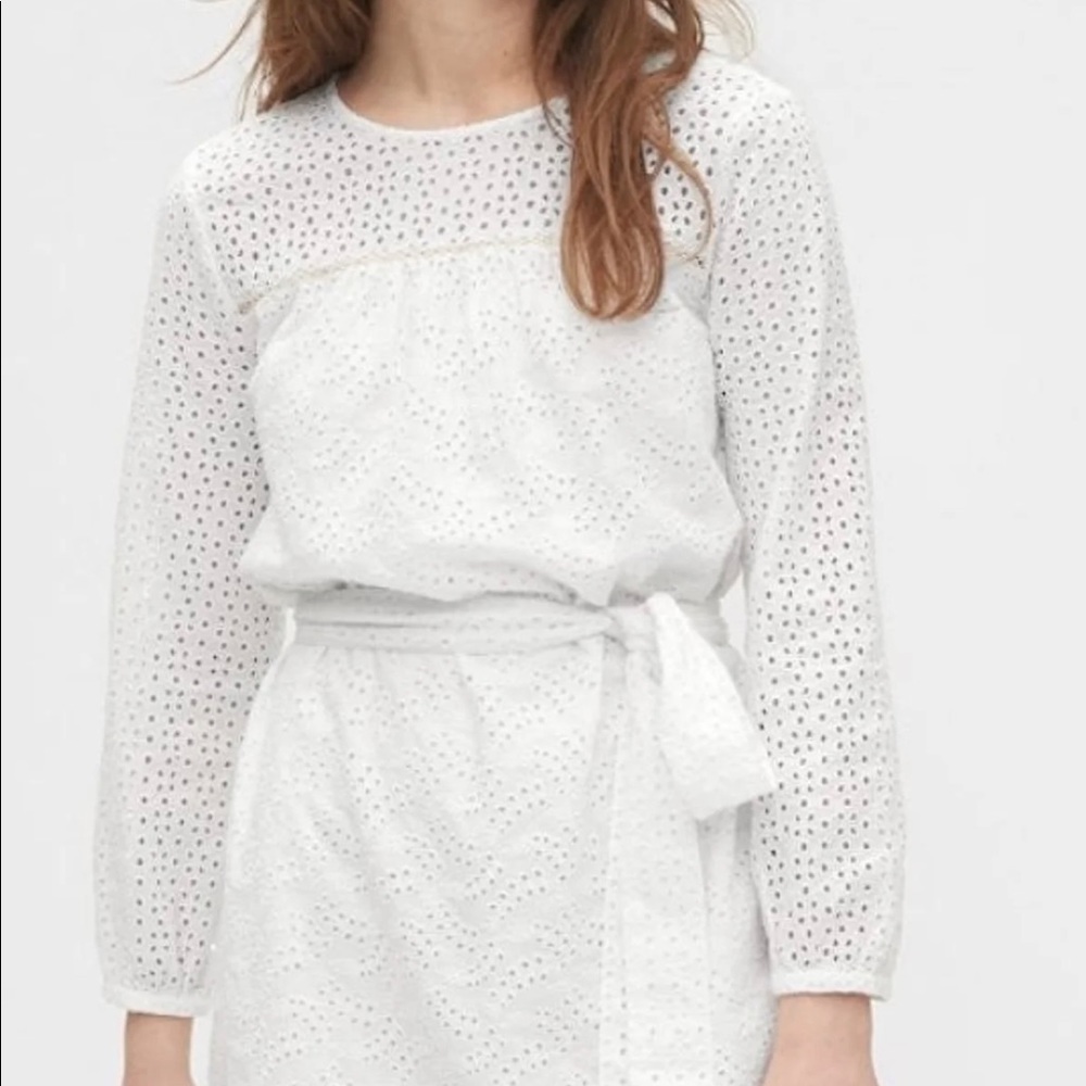 Gap Eyelet Tie-Belt Dress Optic White NWT size S